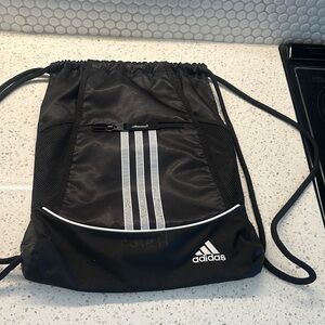 adidas Backpack Black Drawstring Gym Sack with Reflective Stripes